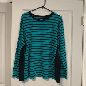 Chaps Sport 3X Green and Black striped Long Sleeve Shirt
